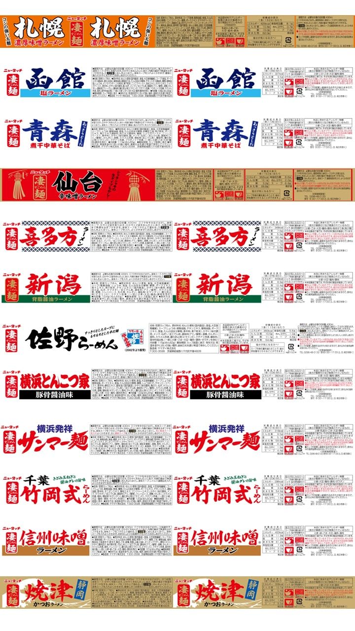 ニュータッチ ヤマダイ 凄麺 ご当地ラーメン食べ比べセット (東日本編) 12個