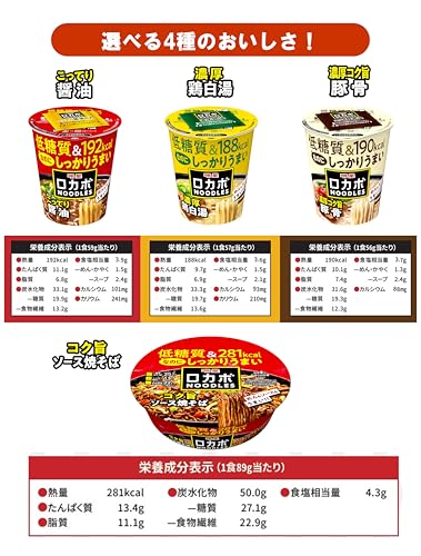 明星 ロカボNOODLES 濃厚コク旨豚骨[190kcal、糖質30%オフ、低糖質なのにしっかりうまい、たっぷり食物繊維、カップ麺、12個入]