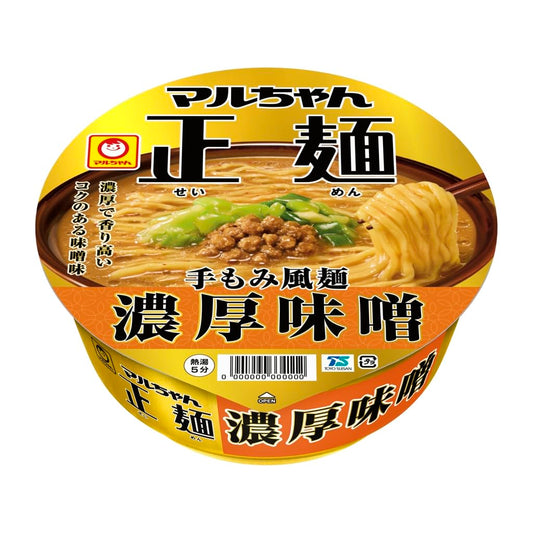 マルちゃん正麺 カップ 濃厚味噌 (131g×12個 / カップ麺) 即席 インスタントラーメン (もちもち手もみ風麺 × 香り高い濃厚な味噌スープ) 箱買い ラーメン 東洋水産