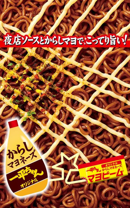 明星 一平ちゃん夜店の焼そば[12個入、カップ麺、焼きそば、夜店ソースとからしマヨで、こってり旨い! 、旨さ鉄板の香ばしさ! 、からしマヨ、135g]