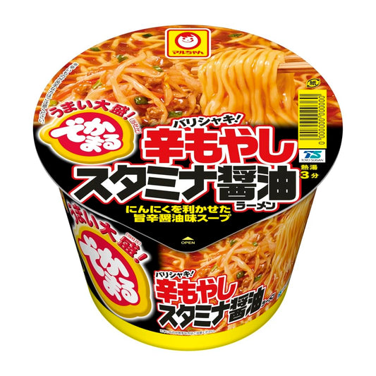 マルちゃん でかまる バリシャキ！辛もやしスタミナ醤油ラーメン (150g×12個) カップ麺 大盛り (にんにくやみつきスープ/旨辛醤油味) 即席 カップラーメン 東洋水産