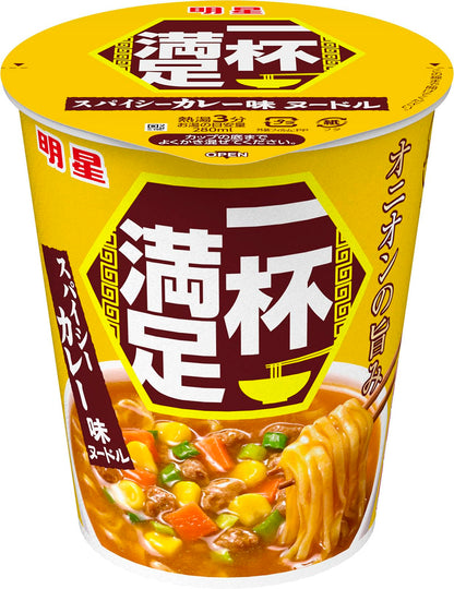 明星 一杯満足 スパイシーカレー味ヌードル(王道、コスパ)63g ×12個