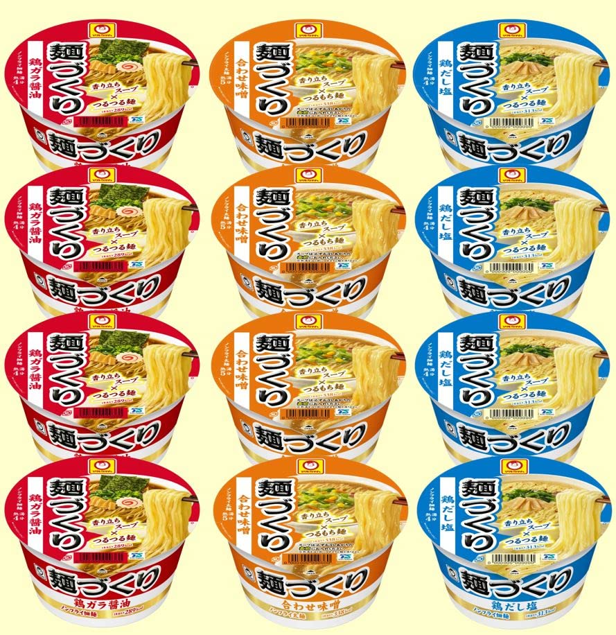Amazon.co.jp 限定 【セット商品】マルちゃん 麺づくり 定番 セット(鶏ガラ醤油、合わせ味噌、鶏だし塩 各4個 計12個)