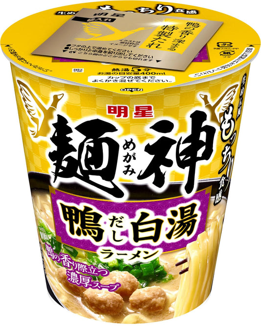 明星 麺神カップ 鴨だし白湯ラーメン[12個入、カップ麺、ノンフライ麵、もっちり食感、本格的な一杯、鴨の香り際立つ濃厚スープ、95g]