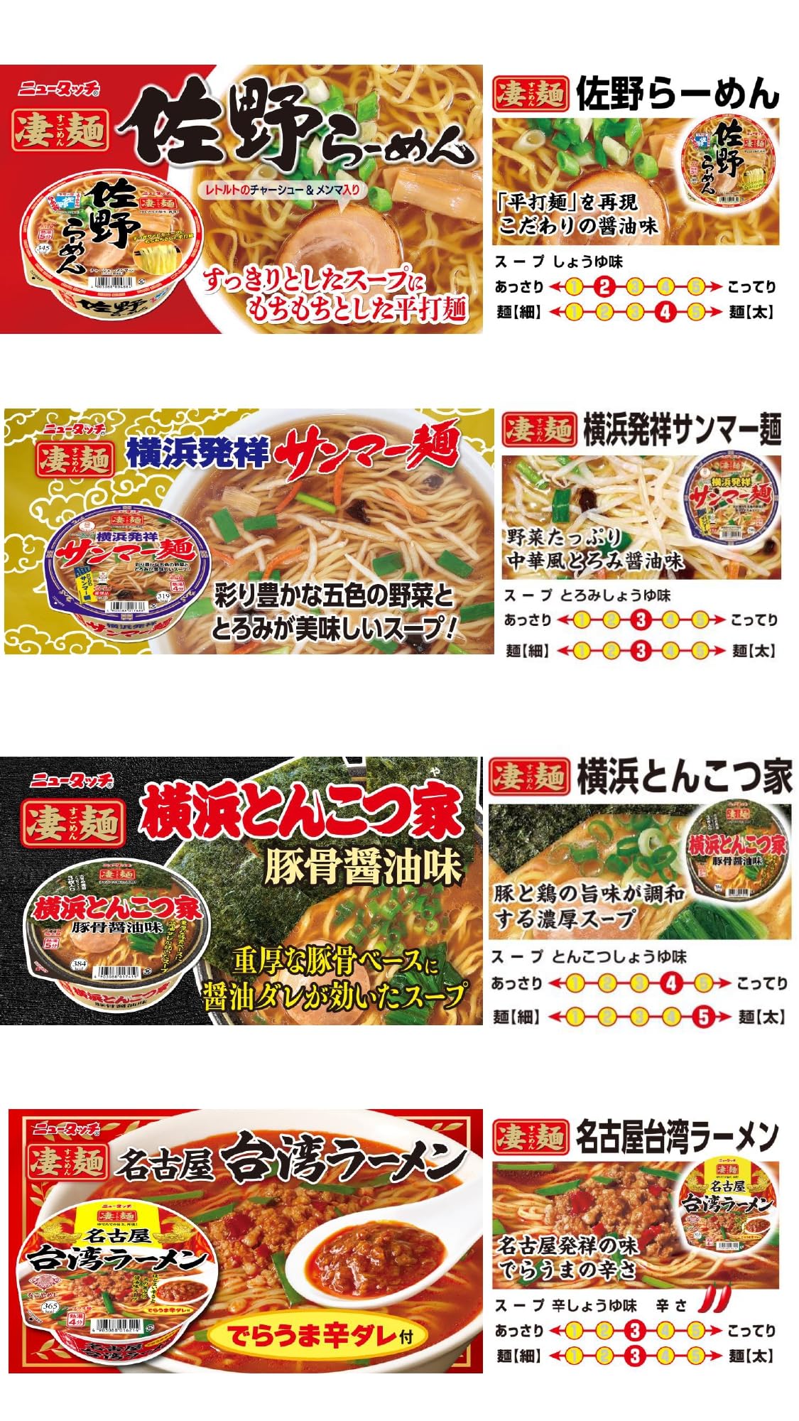 ニュータッチ ヤマダイ 凄麺 12種類 食べくらべセット ※時期によりセット内容に変更あり 12個アソート