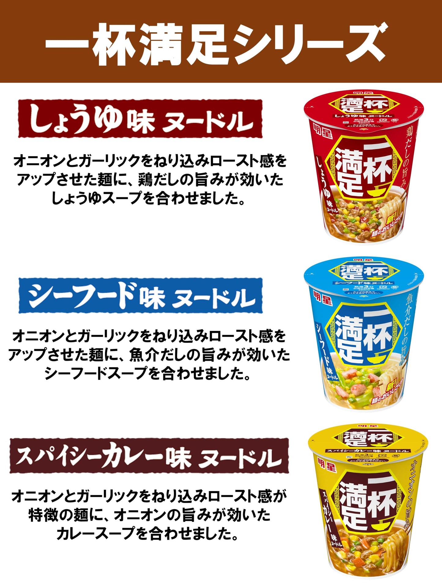 明星 一杯満足 スパイシーカレー味ヌードル(王道、コスパ)63g ×12個