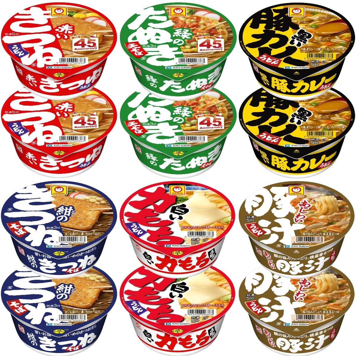 東洋水産 マルちゃんカラフル 6種12食 赤いきつね 緑のたぬき